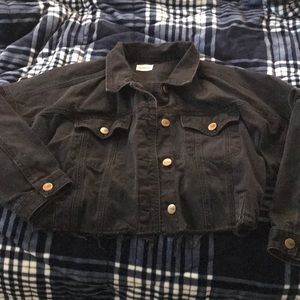 Black denim cropped jacket size 1xl